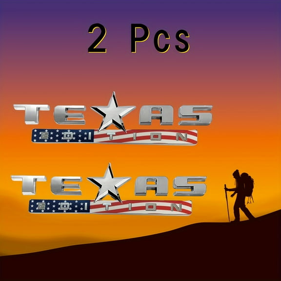 2 Pcs Texas Edition Emblem Decal Sticker Universal Fit Compatible With Truck And Car