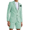 thumbnail image 2 of ETHAN Mint Green Mens Shorts Suits 2 Piece Slim Fit for Wedding Summer Two Button Blazer & Shorts Casual Set for Young Mens L, 2 of 10