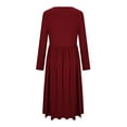 thumbnail image 4 of Enjoytime Womens Dresses Solid Color Round Neck Long Sleeve Dresses Spring Casual Flowy Vacation Midi Dress 2026, 4 of 5