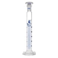 thumbnail image 1 of Measuring Cylinder, 10ml - Class B - Fitted with Interchangeable 14/23 Polypropylene Stopper - Sub. Div.: 0.5ml, Tolerance: 0.5ml - Hexagonal Base, Blue Graduations - Borosilicate Glass - Eisco Labs, 1 of 1