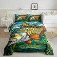 thumbnail image 2 of Erosebridal Farmhouse Pike Fish Bedding Sets Full with Comforter, Hunting and Fishing Duvet Insert, Lake Wildlife Bedroom Decor, Reversible 3-Piece, 2 of 8