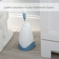 thumbnail image 3 of Bath Bliss Toilet Brush and Holder with Rim Scrubber, Blue, 3 of 8