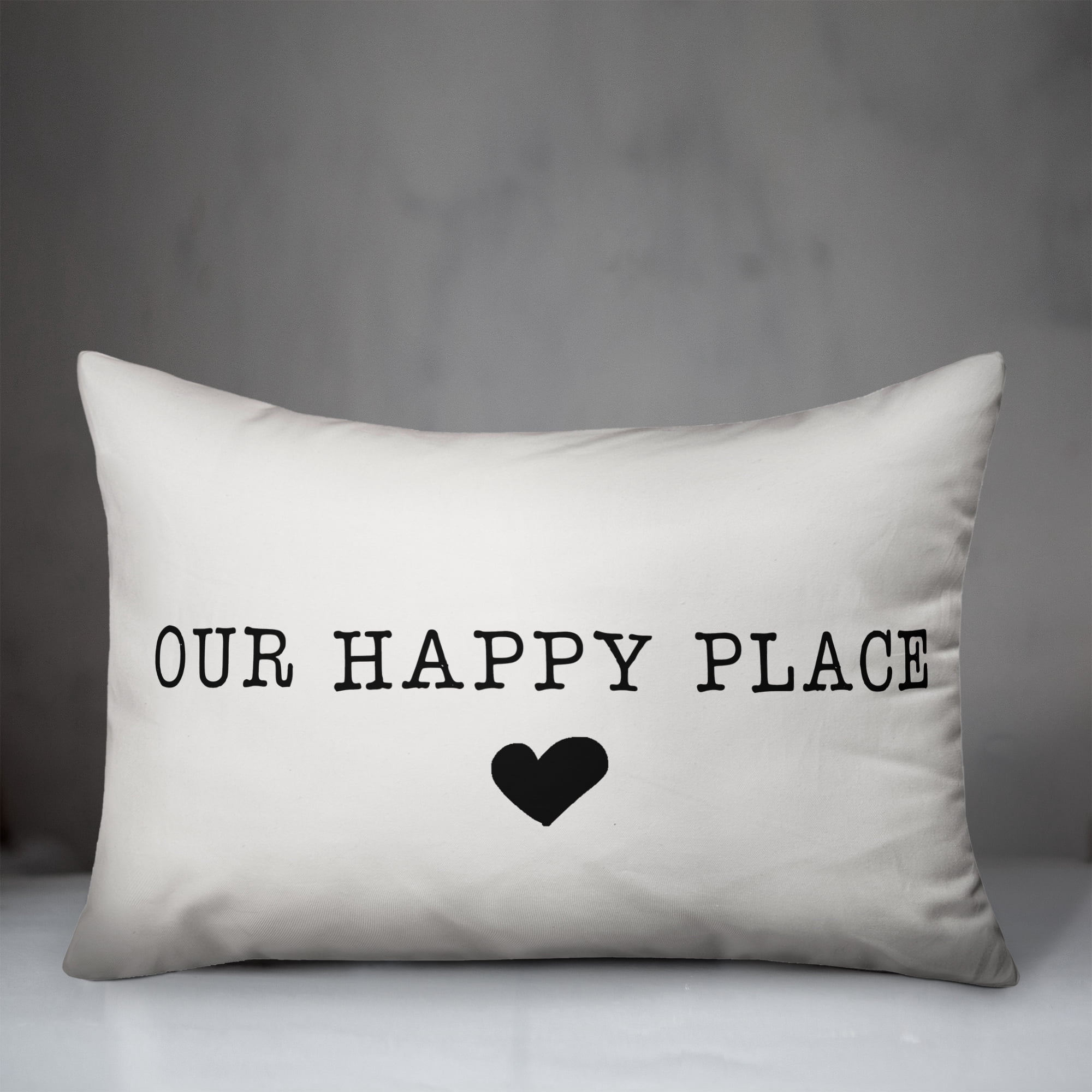 Creative Products Our Happy Place White and Black 14x20 Indoor / Outdoor Pillow
