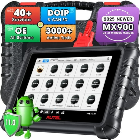Autel MaxiCheck MX900 Scanner, 2025 V2.0 Bidirectional Diagnostic Scan Tool, Newer of MaxiCOM MK900 MK808S MX808S MS906, CAN FD & DoIP, 3000+ Active Tests 40+ Services as MP900, All Systems, FCA, 11O