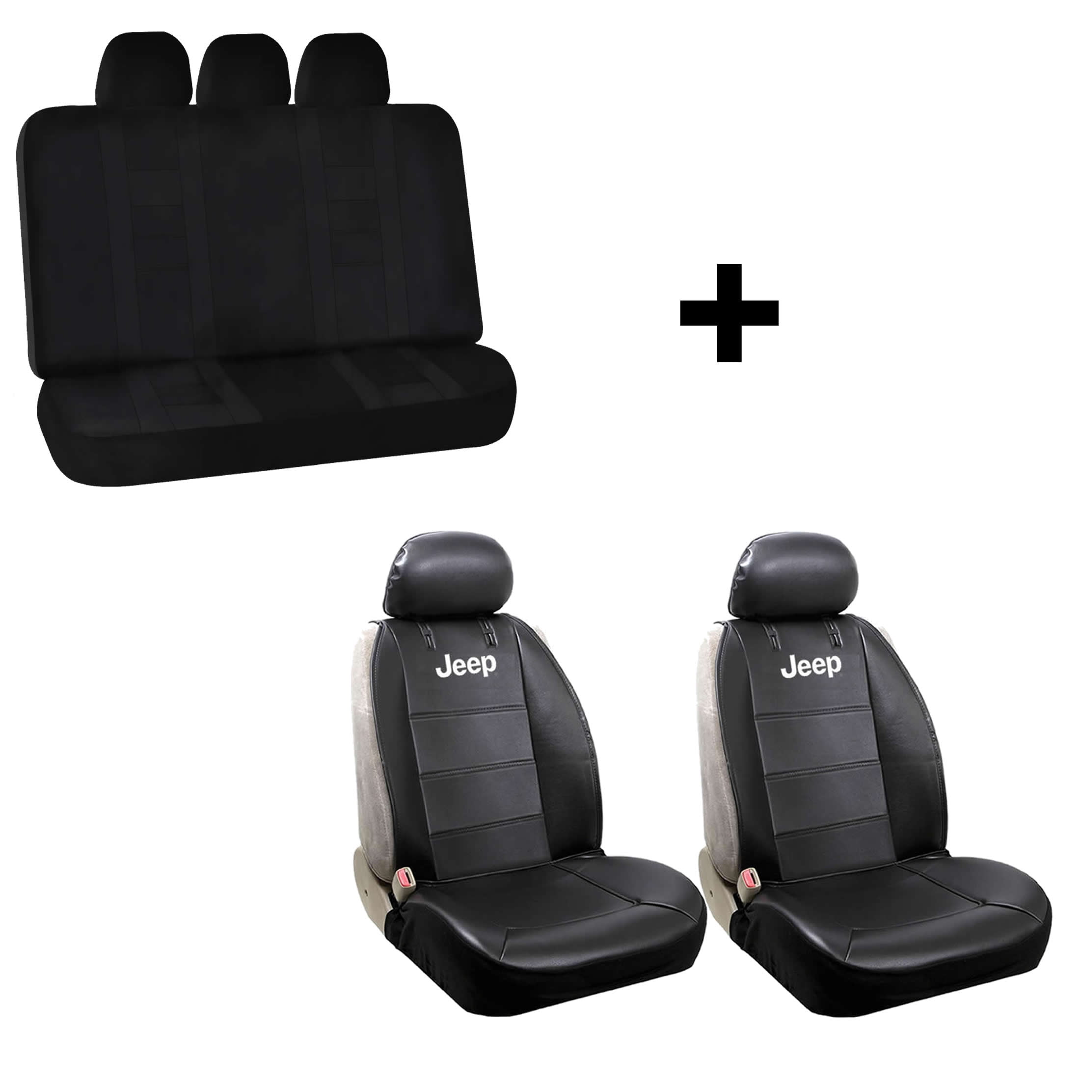 2 Synthetic Leather Sideless Seat Covers & Free UAA INC. Universal