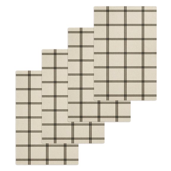 Linen Buffalo Check Kitchen Dish Towels for Drying Dishes Set of 4, Retro Black Lines Grid Pattern Waffle Weave Microfiber Hand Tea Bathroom Towels Quick Dry & Absorbent Towel 15.7x23.6
