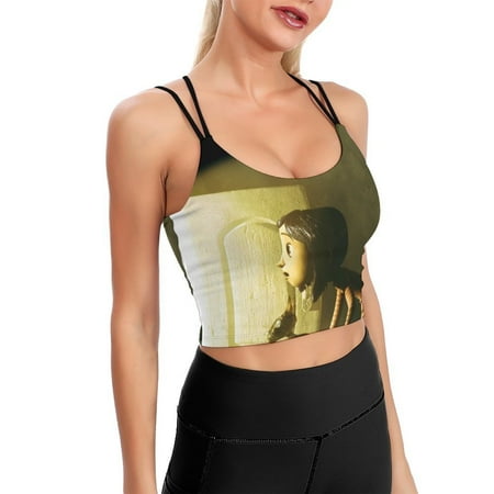 Coraline Secret Sports Bra For Women Padded Crop Top Camisole Yoga Tank Top Vest Workout Tops Racerback With Built In Bra Activewear Fitness Gym