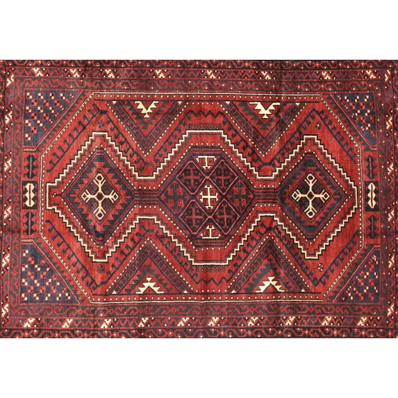 Ahgly Company Indoor Rectangle Traditional Chestnut Brown Persian Area Rugs, 6' x 9'