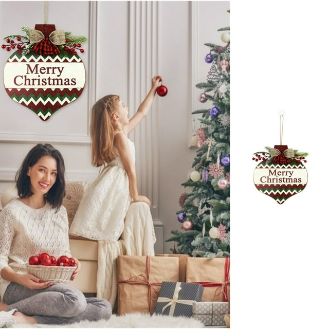 Wooden Hanging Sign Home Wall Red Berry Checkered Doorplate Wall Living Room Outdoor Welcome Signs for Porch Winter Outdoor Welcome Signs for Porch Household Decorations Welcome Door Hanger Modern
