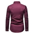 thumbnail image 4 of Penkiiy Men's Casual Long Sleeve Dress Shirt Print Cotton Business Button Down Shirts Regular Fit Wine Clearance, 4 of 9