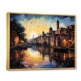 thumbnail image 2 of Designart "Yellow Canal City Reflections Pointillism II" Canals Floater Framed Wall Art Print, 2 of 7