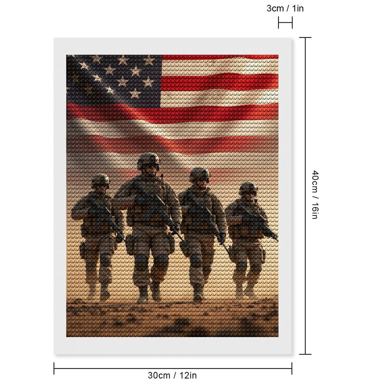 Diamond Art Kits for Adults, American Soldiers Marching Determined 5D Diamond Painting Kits for Adults Beginners, DIY Full Drill Diamond Painting, Gem Art and Crafts 12x16