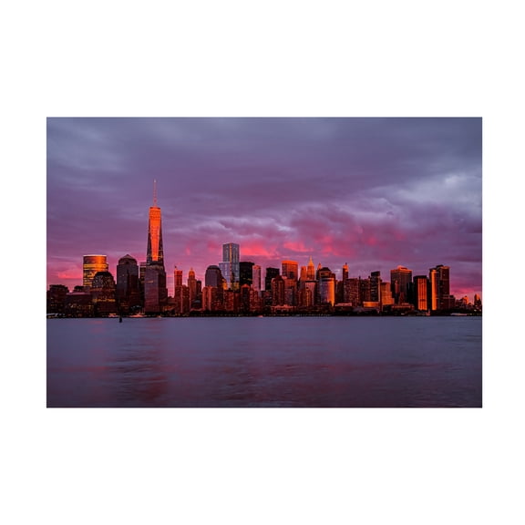 Trademark Fine Art Bing Yu New York City Sunset Canvas Wall Art