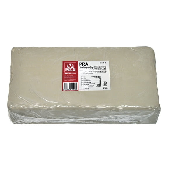SIO-2 PRAI White Stoneware Ceramic Pottery Clay | 27.6 lb, Cone 6-10 | High Fire Kiln-Fired Clay For Wheel-Throwing, Hand Building, Modelling - Create Pottery and Sculpted Artwork, Ready-To-Use