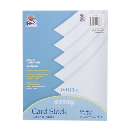 Pacon Card Stock, 8.5" x 11", White, 100 Sheet Pack