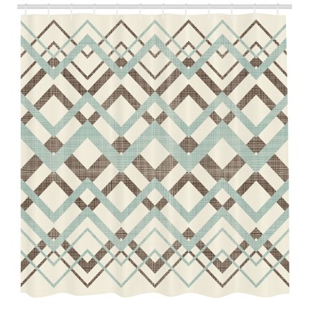 Chevron Shower Curtain Vintage Overlapping Zigzag Lines Thin And