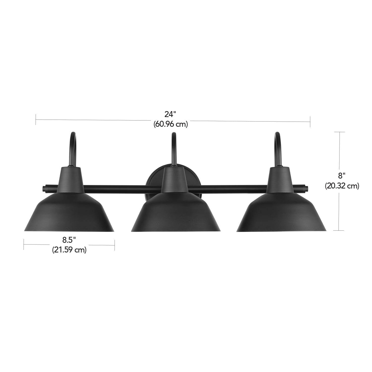 Globe Electric Vintage 24" 3-Light LED Matte Black White Interior Vanity Light