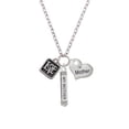 thumbnail image 2 of Delight Jewelry Silvertone Antiqued Square Seal - Love with Heart Always My Mother Bar Zoe Necklace, 2 of 4
