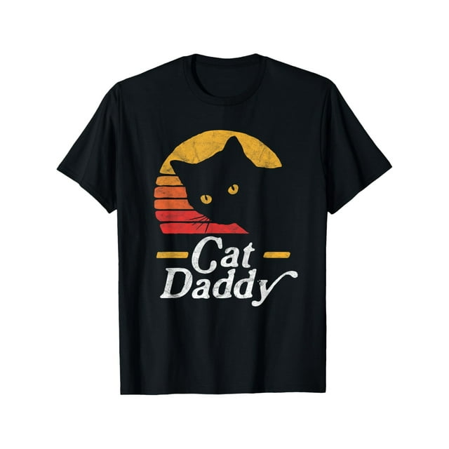 Camiseta vintage desgastada de los años ochenta con diseño de gato y papá gato