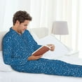 thumbnail image 5 of KLL Blue Star Print Sleepwear Mens Flannel Pajamas,Long Cotton Pj Set, 5 of 7