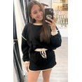 thumbnail image 2 of Women's Black Color Contrast Loose Pullover and Lace-Up Waist Skort Set | [ZhiHiMeRi] | (US 12-14)L, 2 of 6