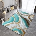 thumbnail image 3 of Turquoise White Marble Texture Area Rugs, Light Luxury Abstract Blue Marble Indoor Rugs, Non-Slip Machine Washable Black Carpet For Bedroom Living Room Family Study, 3 of 7