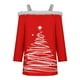 thumbnail image 4 of Puntoco Camiseta con estampado navideño de hombros descubiertos y estilo casual para mujer, 4 of 5