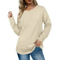 thumbnail image 2 of Maskion Sweatshirts for Women Crewneck Long Sleeve Shirts Tunic Tops for Leggings,S Apricot, 2 of 4