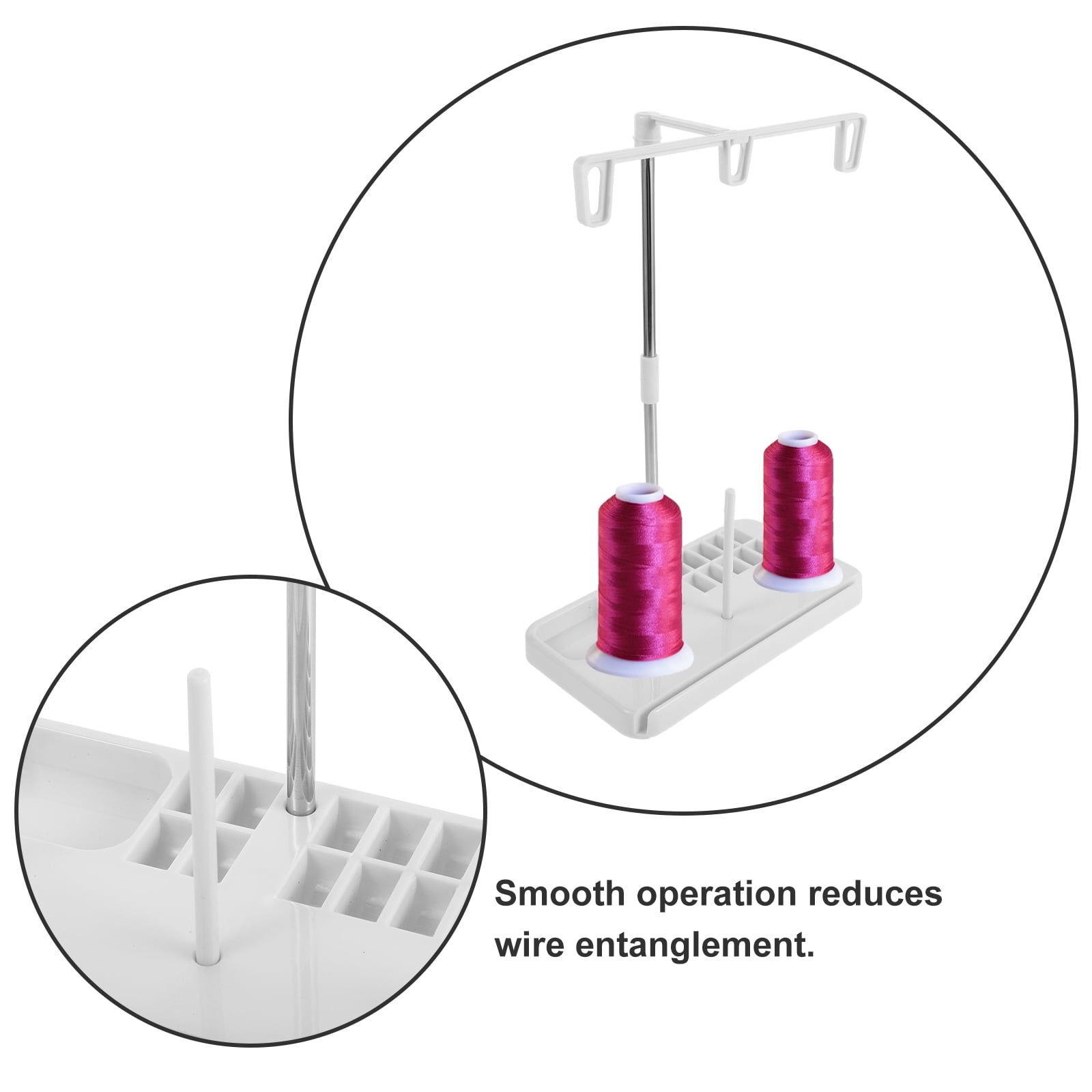 ELAYARD 2-Pack White Plastic Sewing Machine Spool Holders with Rotatable Design for Easy and Smooth Thread Organization