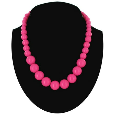Wet Seal Hot Pink Graduated Lucite Beaded Close-Fitting Choker Necklace
