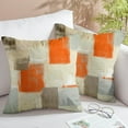 thumbnail image 2 of Orange Abstract Pillow Covers Set of 2 Burnt Orange Grey Geometric Velvet Throw Pillow Cover Soft Modern Accent Decorative Couch Cushion Cover for Bed Living Room Chair Sofa Pillowcases 16x16 Inch, 2 of 6