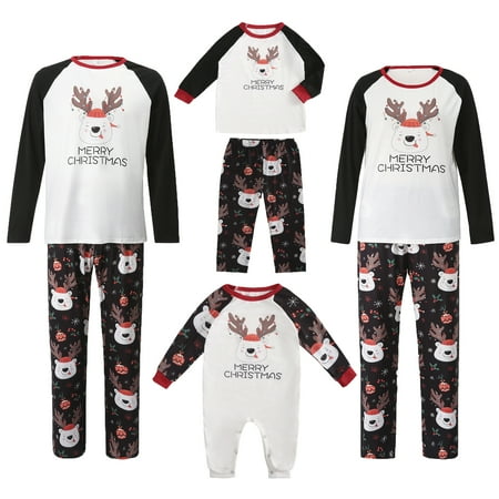 

Xingqing Christmas Family Matching Pajamas Sets Elk Long Sleeve Pullover Long Pants Sleepwear
