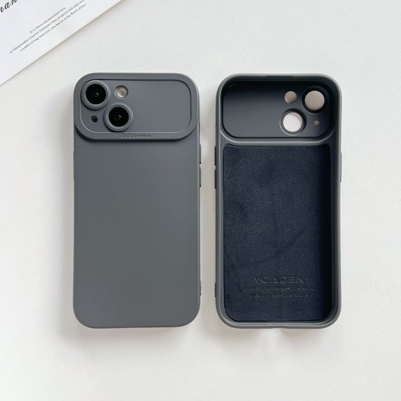Shockproof Case For iPhone 15 with Camera Protection, Soft Liquid Silicone Cover with Microfiber Cushion, Slim Drop Protection Phone Case Matte Finish For iPhone 15,Graphite