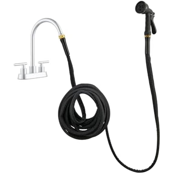 Indoor Sink 50 Ft Hose Attachment for Faucet, Faucet Hose with 7 Adapters for Kitchen Sink Bathroom Sink Faucet,Watering Houseplants,Washing Pets,Household Cleaning,Car Washing