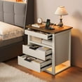 thumbnail image 6 of Rresyet Nightstand with Sensor LED Light and Charging Station, 24" Tall End Table with 3 Drawers, Modern Night Stand with Storage, Wooden Bedside Table for Bedroom. (White), 6 of 6