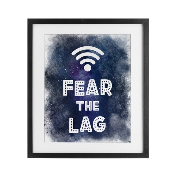 Stupell Industries Contemporary Fear The Lag Gamer Splash Black Framed Print Under Glass, 13 x 16, by Marcus Prime
