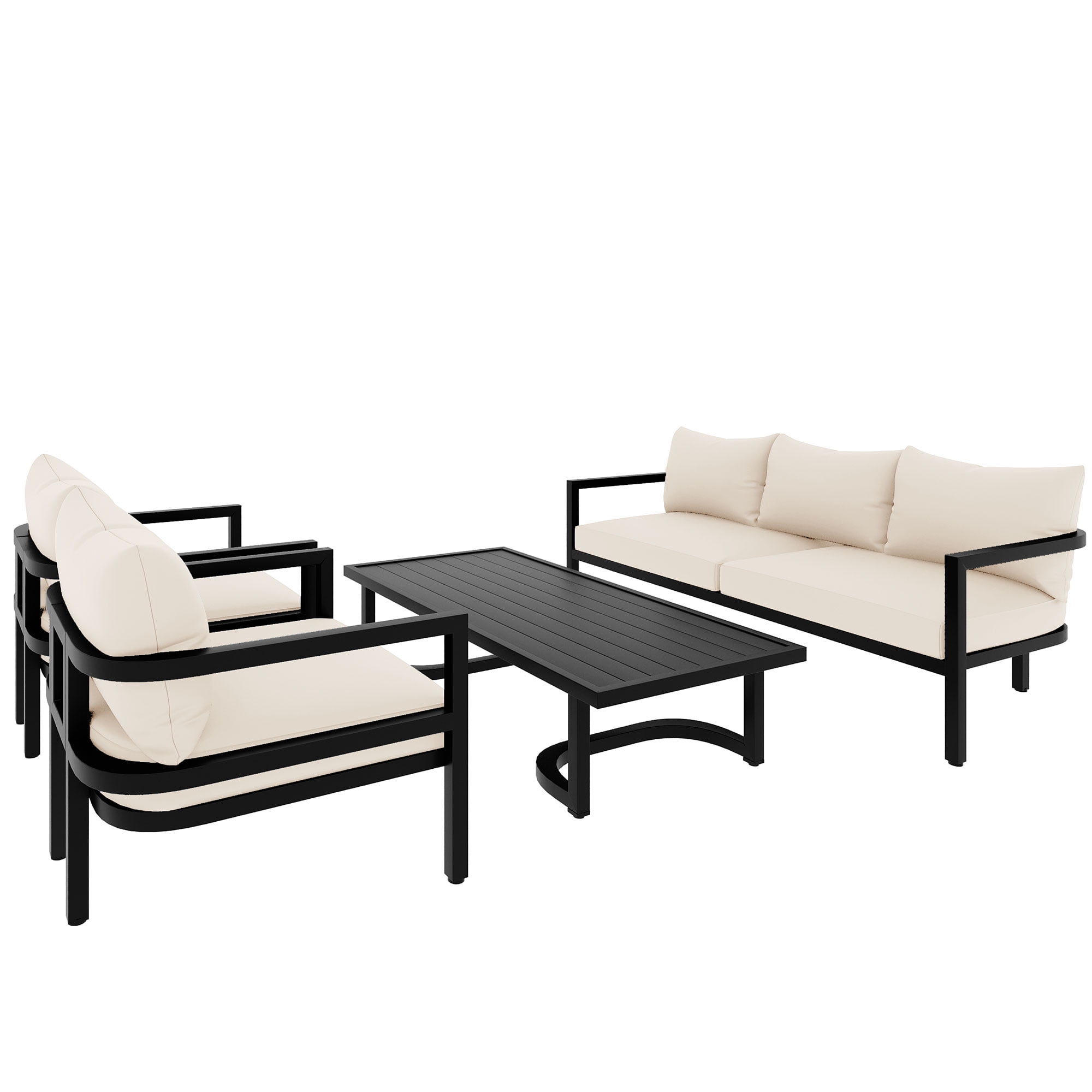 Euroco Multi-person Outdoor Steel Sofa Set, Waterproof, Anti-rust and Anti-uv, Suitable for Gardens and Lawns