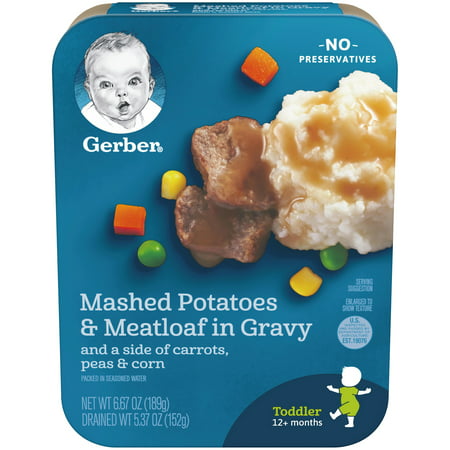 Gerber Lil' Entrees, Mashed Potatoes and Meatloaf Nuggets in Gravy with Carrots, Peas and Corn, 6.67 oz