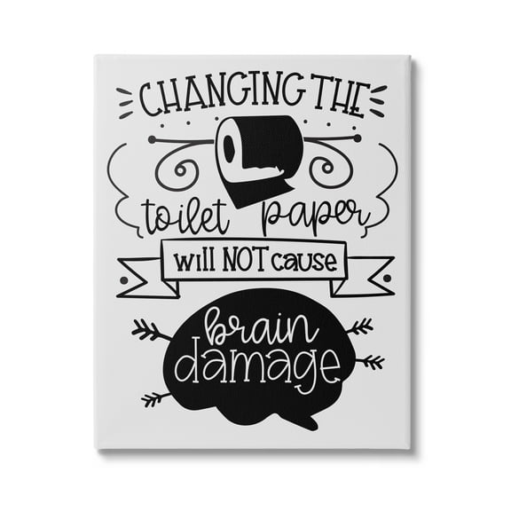 Stupell Industries Change Toilet Paper Humor Typography Painting Gallery Wrapped Canvas Print Wall Art, 16 x 20