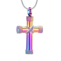 Constantlife Rope Winding Cross Cremation Jewelry for Ashes Urn Necklace Lockets For Human Ashes Holder Lord’s Prayer Cross