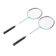 thumbnail image 2 of Badminton Racquet Set, Iron Alloy Nylon Low Vibration Frequency Turquoise Badminton Rackets  For Exercising, 2 of 8