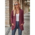 thumbnail image 2 of Chiclily Womens Long Cardigan Lightweight Sweater Open Front Long Sleeve Knit Outfits with Pockets, Burgundy XL, 2 of 7