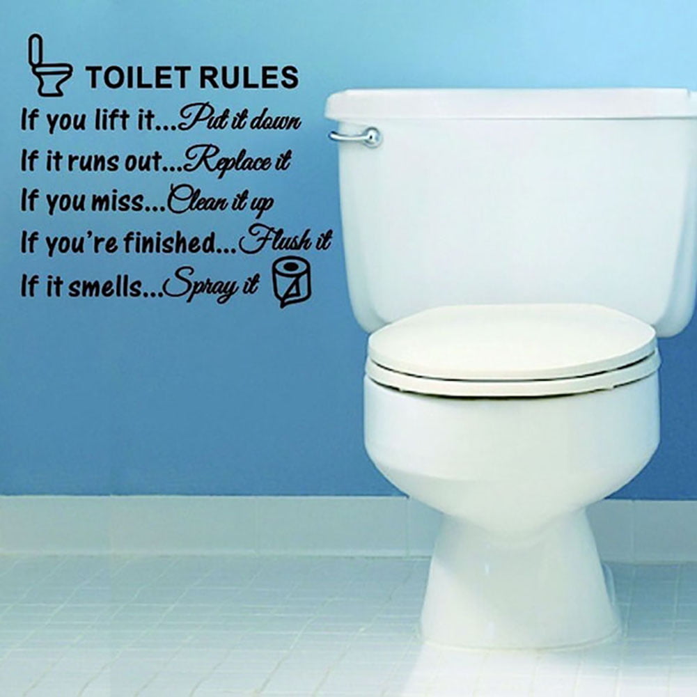 Quote Words Removable Home Art Waterproof Wall Sticker "Bathroom Rules" Decal 