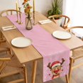 thumbnail image 3 of Merry Christmas Table Runner - 48 Inch Long, Kitchen Dining Table Runner Dresser Scarves, Pink Winter Xmas Hat Deer Snowflake Farmhouse Decor for Coffee Tables Wedding Party Banquet, 3 of 8