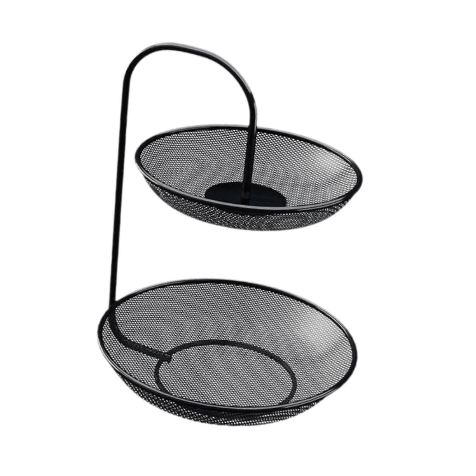 Fiocias Fruit Basket 2 Layer Organizer Storage Stand Holder Fruit Bowl Vegetables Basket Black