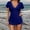 Blue, variant on Womens One Piece Swimsuits Short Sleeve Tummy Control Slimming Swim Dress Padded Ruffle V Neck Swimwear Womens Bathing Suits M