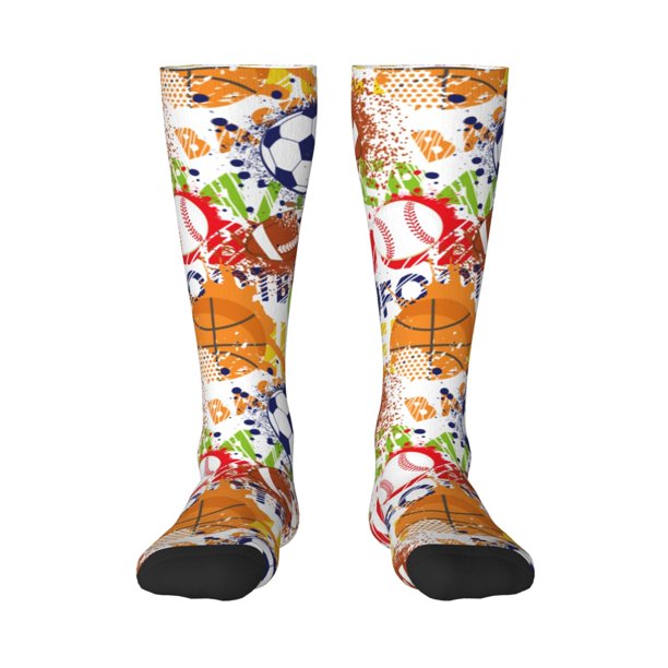 Fotbe Balls Calcetas Divertidas Estampadas para Hombre y Mujer, Calcetas de Algodón hasta la Rodilla para Caminar, Correr, Enfermería y Embarazo