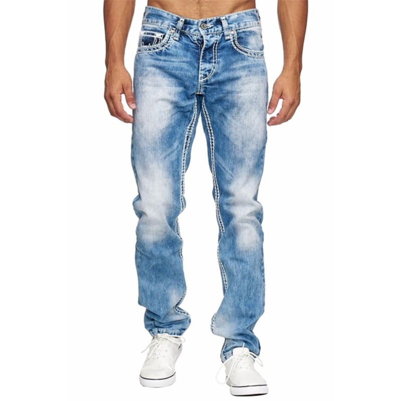 Hemiks - Men's Jeans Basic Streetwear Thick Seams Regular Fit - Walmart ...