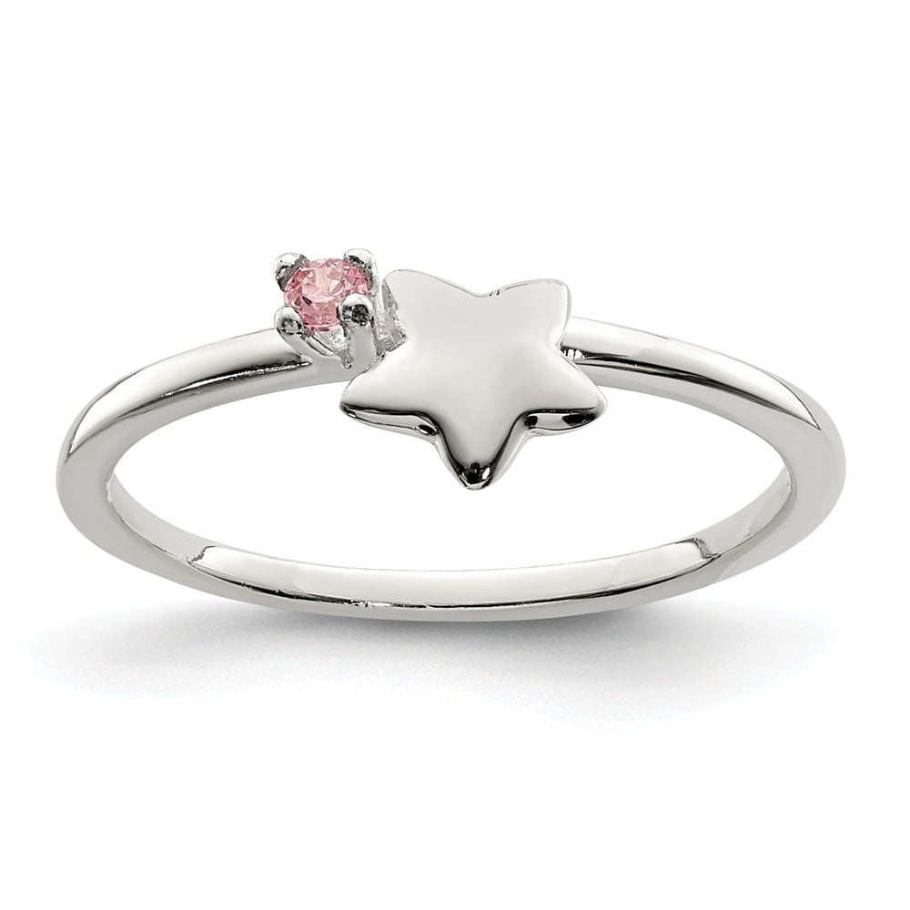 Sterling Silver Pink CZ Star Kid's Ring