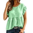thumbnail image 4 of Sheghy Summer Tops for Women 100%Cotton Women's Casual Spring Summer Solid Crew Neck Short Sleeve T-Shirt Top, 4 of 9